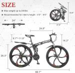 Omelaza 26 Inch Folding Mountain Bike with High Carbon Steel, 21 Speed City Bike with Dual Suspension, Folding Bicycle for Adults Men and Women
