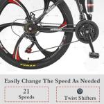 Omelaza 26 Inch Folding Mountain Bike with High Carbon Steel, 21 Speed City Bike with Dual Suspension, Folding Bicycle for Adults Men and Women