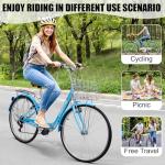 CamPingSurvivals Foldable Cruiser Bike 7-Speed Cruiser Bike 26Inch Women Bicycle with Ergonomic Upright Frame, Effortless 7-Speed Shifting and Lightweight Design for Adult Men and Women (Blue)