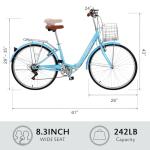 CamPingSurvivals Foldable Cruiser Bike 7-Speed Cruiser Bike 26Inch Women Bicycle with Ergonomic Upright Frame, Effortless 7-Speed Shifting and Lightweight Design for Adult Men and Women (Blue)