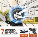 Max4out 20 inch Folding Bike,7 Speed Lightweight City Commuter,Foldable Bike for Adults with Aluminum Frame Step Through Collapsible Bike for Women Men Seniors(Black/White/Blue/Pink)