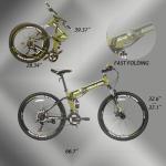 EUROBIKE Folding Bike,26 Inch Folding Full Suspension Mountain Bike,Dual Disc Brake 21 Speed Bicycle for Adults Men or Women (Green Aluminium Rims)