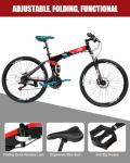 CamPingSurvivals 26/27.5 Inch Foldable Bike Folding Bike with 21 Speed, One Touch Folding, Dual Disc Type Brakes, Adjustable Seat, Full Suspension, Folding Bicycle for Men/Women/Senior (27.5" Black)