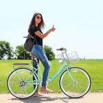 24/26 Inch Foldable Beach Cruiser Bike for Womens, 7 Speed Womens Bike with Basket and Coffee Cup, Commuting Bicycles for Women, Lightweight Complete Cruiser Bikes Bicycle for Ladies​​ Adults