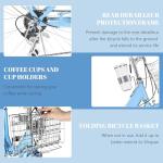 24/26 Inch Beach Cruiser Bike for Women Folding Bikes, 7-Speed Womens Bike with Basket and Coffee Cup, Womens Foldable Bicycle Commuter Bikes for Adults, Adjustable Seat & Dual V-Type Brakes