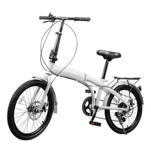 WOHAIPA 20" Foldable Bicycle, 7 Speed Non-Slip Folding Bike W/Dual Disc Brake & Adjustable Design, Folding Bikes for Adult City Commuter Bicycle