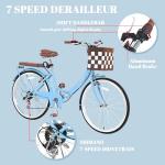 BGGFNZ Foldable Beach Cruiser Bike for Women, 24/26 Inch Folding Bikes for Women, 7 Speed Commute Bike with Basket Adult Womens Bicycles Folding Cruiser Bikes for Adults, City Commuting's Bicycle