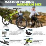 Max4out 26 Inch Folding Mountain Bike, 21 Speed Full Suspension Bicycle with High-Carbon Steel, Dual Disc Brake Non-Slip Quick Release tire for Adults/Men/Women(LH-Green)