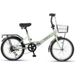 AVASTA 20 Inch Folding Bike for Men Male and Women Female with 7-Speed, Dual C-Brake, Fender, Rear Rack and Bicycle Basket, Green