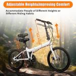 WUSILILU Folding Bike, Foldable Bicycle with 7 Speed Gears 20-inch Wheels Easy Folding City Bicycle with Dual Disc Brakes for Adult, Teenager, Traveling, Exercising, Commuting