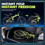 Max4out 26 Inch Folding Mountain Bike, 21 Speed Full Suspension Bicycle with High-Carbon Steel, Dual Disc Brake Non-Slip Quick Release tire for Adults/Men/Women(LH-Green)