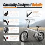 WOHAIPA 20" Foldable Bicycle, 7 Speed Non-Slip Folding Bike W/Dual Disc Brake & Adjustable Design, Folding Bikes for Adult City Commuter Bicycle