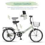 AVASTA 20 Inch Folding Bike for Men Male and Women Female with 7-Speed, Dual C-Brake, Fender, Rear Rack and Bicycle Basket, Green