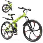 Outroad Folding Mountain Bike Foldable/Unfoldable Bike 26 Inch for Adult, 21-Speed Dual Suspension High-Carbon Steel MTB Foldable Bicycle, Dual Disc Brake Folding Bikes for Men Women