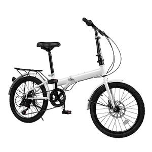 LIYUANJUN 20 Inch Folding Bike, 7 Speed Foldable Bike Height Adjustable High Carbon Steel Frame Dual Disc Brakes Folding Bicycle for Adults Teenager Men and Women (White)…