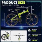 Max4out 26 Inch Folding Mountain Bike, 21 Speed Full Suspension Bicycle with High-Carbon Steel, Dual Disc Brake Non-Slip Quick Release tire for Adults/Men/Women(LH-Green)
