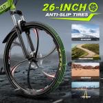 Brightpeak 26" Folding Mountain Bike - 21-Speed Gears, Full Suspension, Dual Disc Brakes, High-Carbon Steel Frame, Quick-Release Foldable Design for Adults & Teens (Green)