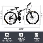 Bruce & Shark 26" Folding Mountain Bike for Men, 21 Speeds Full Suspension Commuter Bicycle, High Carbon Steel & Disc Brakes, Portable City Outdoor Bike for Adult Youth Teen
