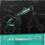 Outroad 26 Inch Folding Mountain Bike, 21 Speed Full Suspension High-Carbon Steel MTB Foldable Bicycle, Dual Disc Brake Adjustable Seat and Non-Slip Folding Bikes for Adults/Women/Men,Black