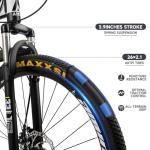 Bruce & Shark 26" Folding Mountain Bike for Men, 21 Speeds Full Suspension Commuter Bicycle, High Carbon Steel & Disc Brakes, Portable City Outdoor Bike for Adult Youth Teen