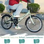 AVASTA 20 Inch Folding Bike for Men Male and Women Female with 7-Speed, Dual C-Brake, Fender, Rear Rack and Bicycle Basket, Green