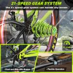 Brightpeak 26" Folding Mountain Bike - 21-Speed Gears, Full Suspension, Dual Disc Brakes, High-Carbon Steel Frame, Quick-Release Foldable Design for Adults & Teens (Green)