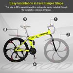 Outroad Folding Mountain Bike Foldable/Unfoldable Bike 26 Inch for Adult, 21-Speed Dual Suspension High-Carbon Steel MTB Foldable Bicycle, Dual Disc Brake Folding Bikes for Men Women