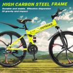 Brightpeak 26" Folding Mountain Bike - 21-Speed Gears, Full Suspension, Dual Disc Brakes, High-Carbon Steel Frame, Quick-Release Foldable Design for Adults & Teens (Green)