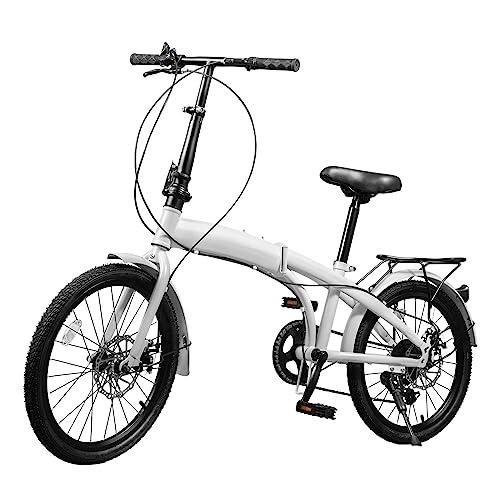 Lzerahera 20 inch Folding Bike Folding Compact City Commuter Bike with 7 Speed Gears Easy Folding City, Adjustable Stem, Bicycle Foldable Bicycle with Disc Brake Front and Rear Fenders