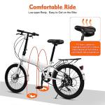 LIYUANJUN 20 Inch Folding Bike, 7 Speed Foldable Bike Height Adjustable High Carbon Steel Frame Dual Disc Brakes Folding Bicycle for Adults Teenager Men and Women (White)…