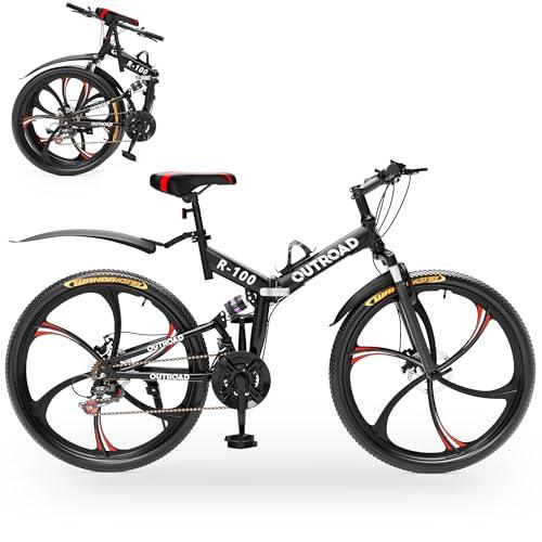 Outroad 26" Folding Mountain Bike with 21 Speeds