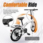 Lzerahera 20 inch Folding Bike Folding Compact City Commuter Bike with 7 Speed Gears Easy Folding City, Adjustable Stem, Bicycle Foldable Bicycle with Disc Brake Front and Rear Fenders