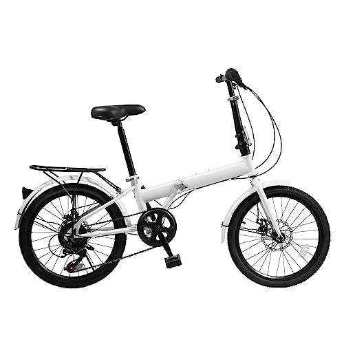 DCEHKR 20-inch Foldable Bike Folding Bicycle with 7-Gear Transmission, Front and Rear Disc Brakes Bicycle Made of Aluminum Alloy Folding Bike Suitable for Men Riding, Women Riding (Straight Bar)