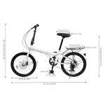 LIYUANJUN 20 Inch Folding Bike, 7 Speed Foldable Bike Height Adjustable High Carbon Steel Frame Dual Disc Brakes Folding Bicycle for Adults Teenager Men and Women (White)…