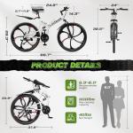 MarKnig 26 Inch Adult Folding Bikes, Mountain Bicycles with Full Suspension, Dual Disc Brake, High Carbon Steel Frame, Foldable Bike for Men/Women/Teen, HM-White