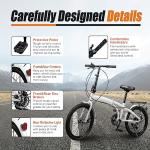 Lzerahera 20 inch Folding Bike Folding Compact City Commuter Bike with 7 Speed Gears Easy Folding City, Adjustable Stem, Bicycle Foldable Bicycle with Disc Brake Front and Rear Fenders