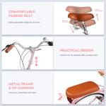 EISYROOD 26Inch Foldable Women Bike, Womens Folding Bike with Basket, 7 Speed Beach Cruiser Fodable Bike for Women with Cushion, V-Brakes, Quick Install for Adults, Womens (Pink)