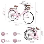 BGGFNZ 24/26 Inch Foldable Beach Cruiser Bike for Women, 7 Speed Folding Bikes for Adults, Womens City Bike with Basket & Adjustable Seat, Step Through Commute Bikes for Women Adults