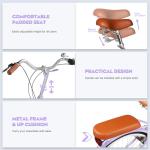 EISYROOD 26Inch Foldable Beach Cruiser Bike for Women, Womens Folding Bike with Basket, 7 Speed Hybird Commute Bicycles with Cushion, V-Brakes, Quick Install for Adults, Womens (Pruple)