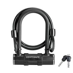 Kryptonite Bike U-Lock with Braided Steel Cable, High Security Anti-Theft Bicycle U Lock, 12mm Shackle and 8mm x4ft Length Security Cable with Keys for Scooter Road Mountain Bikes