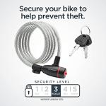 Schwinn Bike Cable Lock with Keys, 6 ft x 12 mm, Black & Silver, Durable Steel, Protective Vinyl Cover, Carrying Bracket for Transport, Anti Theft Protection, Bike Lock Cable for Security