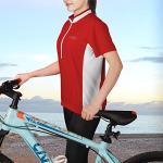 bpbtti Women's Half Zipper Short Sleeve Cycling Jersey Bike Biking Shirt with 3-Rear Pockets (Red/White, Large)