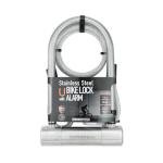 BLACKSTONE Stainless Steel U Bike Lock - 130dB Alarm, Reinforced 14mm Shackle - Ideal for Urban Cyclists & E-Bikes w/Double-Looped Steel Cable