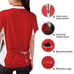 bpbtti Women's Half Zipper Short Sleeve Cycling Jersey Bike Biking Shirt with 3-Rear Pockets (Red/White, Large)