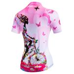 JPOJPO Womens Cycling Jersey Short Sleeve, Ladies Mountain Bike Shirts Bicycle Clothes Outfit Top for Cyclist Biking Cycle Riding Dirt Road BMX MTB Outdoor Running Workout Sports, Pink Girl Large