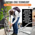 BLACKSTONE Stainless Steel U Bike Lock - 130dB Alarm, Reinforced 14mm Shackle - Ideal for Urban Cyclists & E-Bikes w/Double-Looped Steel Cable