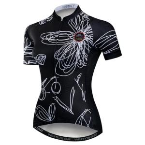 PSPORT Womens Cycling Jersey Short Sleeve Bike Shirt Road Bicycle Jersey Summer Biking Tops with 3 Rear Pockets