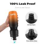 QuiFit Cycling Water Bottle 24oz, 2 Pack Sports Water Bottle BPA Free, Leakproof, Lightweight, With Dust Cap, Fits for Most Bike Drink Holder, for Biking, Running, Travel(Black+Black Orange, 24oz)