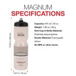 Zefal Magnum 975ml Bike Water Bottle – Translucent Black – Large 33 oz BPA-Free Polypropylene Cycling Bottle with Soft Silicone Nozzle, Odorless Taste, Secure Fit & Lightweight French Construction