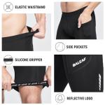 baleaf Men's Bike Shorts 3D Padded Cycling Road Biking Bicycle Riding Clothes Pockets UPF 50+ MTB Accessories Tights Black L